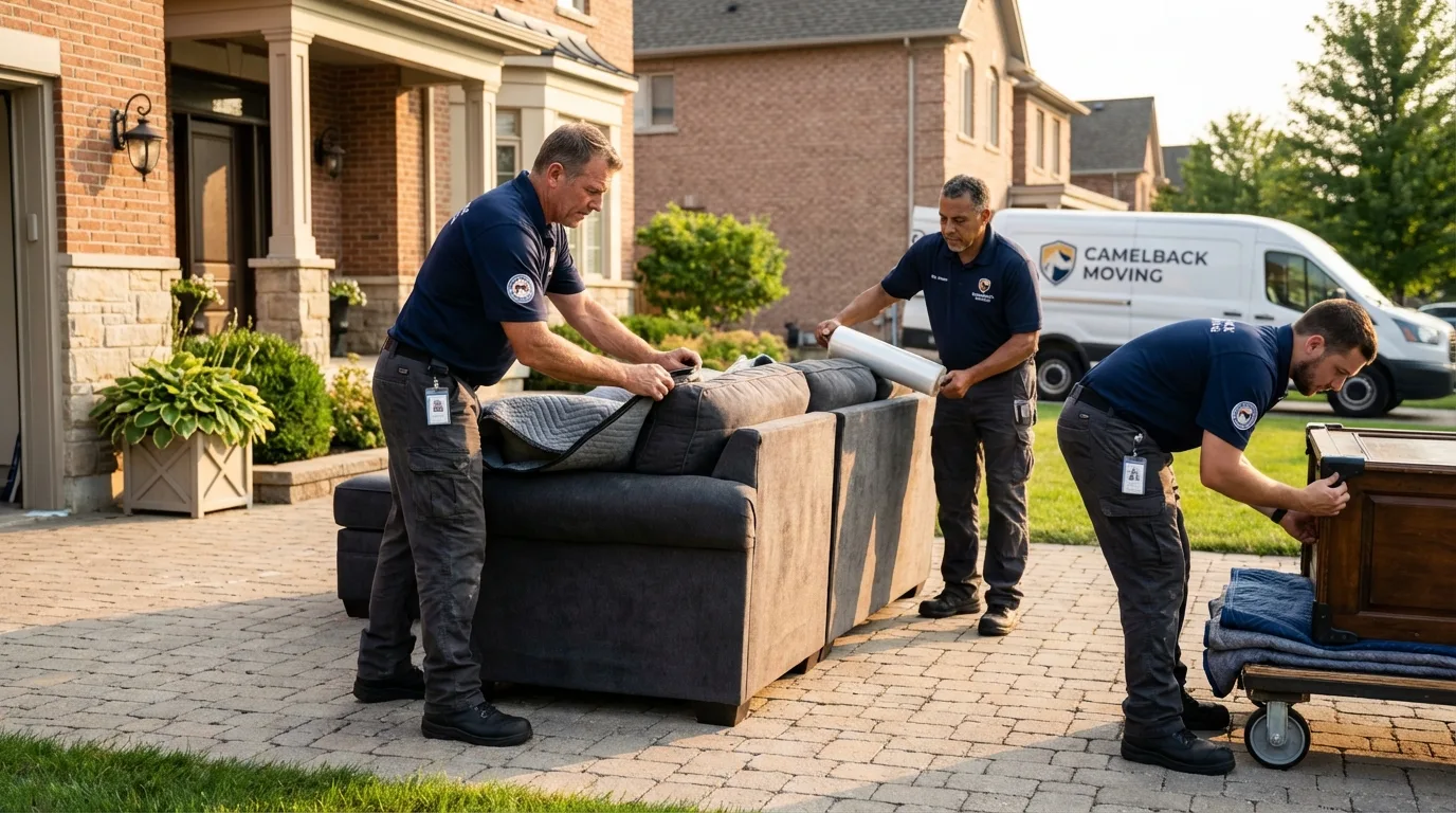 Large estate moving crew wrapping furniture in Calumet, PA